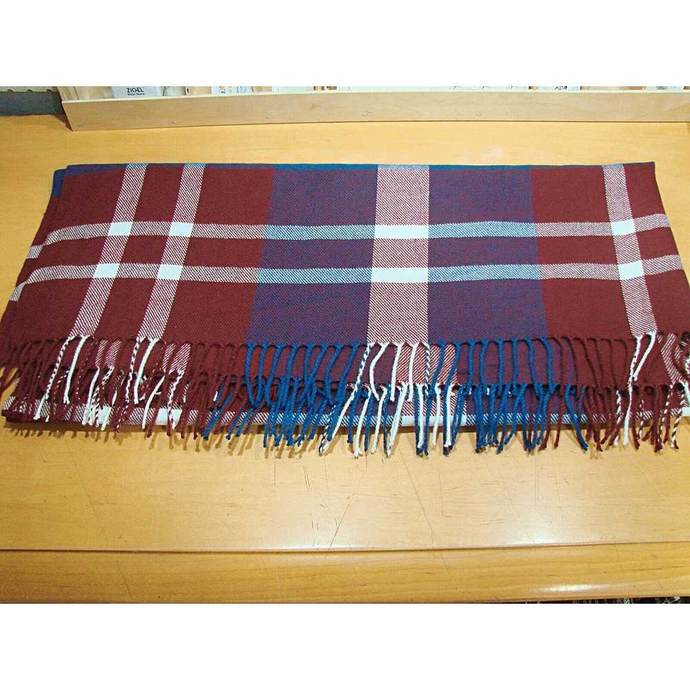 Generic Plaid Print Fringe Long Scarf Wrap Knit W… - image 9