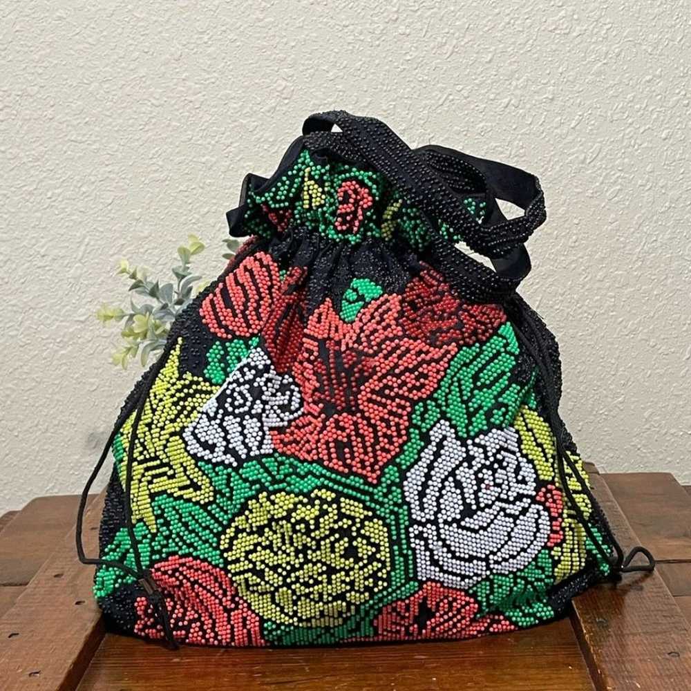 1960’s Neon Beaded Drawstring/handled "Bouquet" B… - image 2