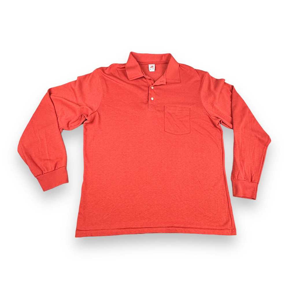 Vintage Vintage Red Kap Polo Shirt Red 80s Long S… - image 1