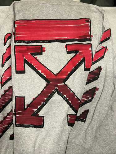 Off-White Rare Offwhite Grey red marker long sleev