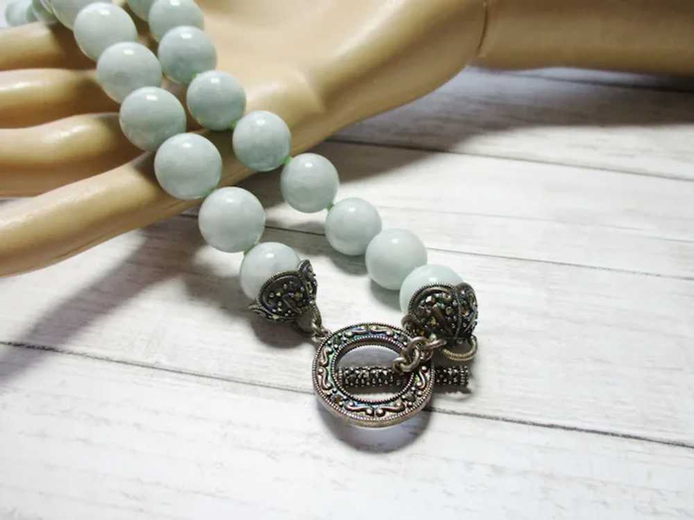 Vintage Art Deco Style Amazonite Gemstone Bead Ne… - image 3
