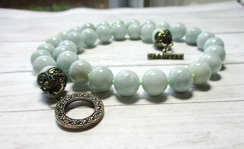 Vintage Art Deco Style Amazonite Gemstone Bead Ne… - image 4