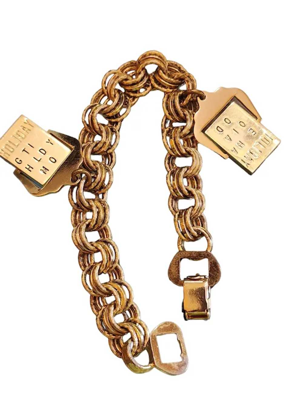 Vintage Articulating Holiday Charm Bracelet (A199… - image 2