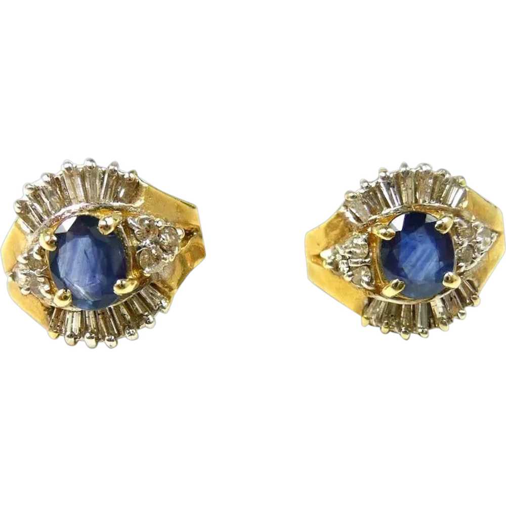 Scrumptious Sparkly Sapphire Diamond Earrings c. … - image 1