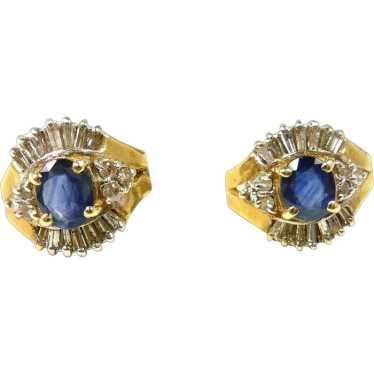 Scrumptious Sparkly Sapphire Diamond Earrings c. … - image 1