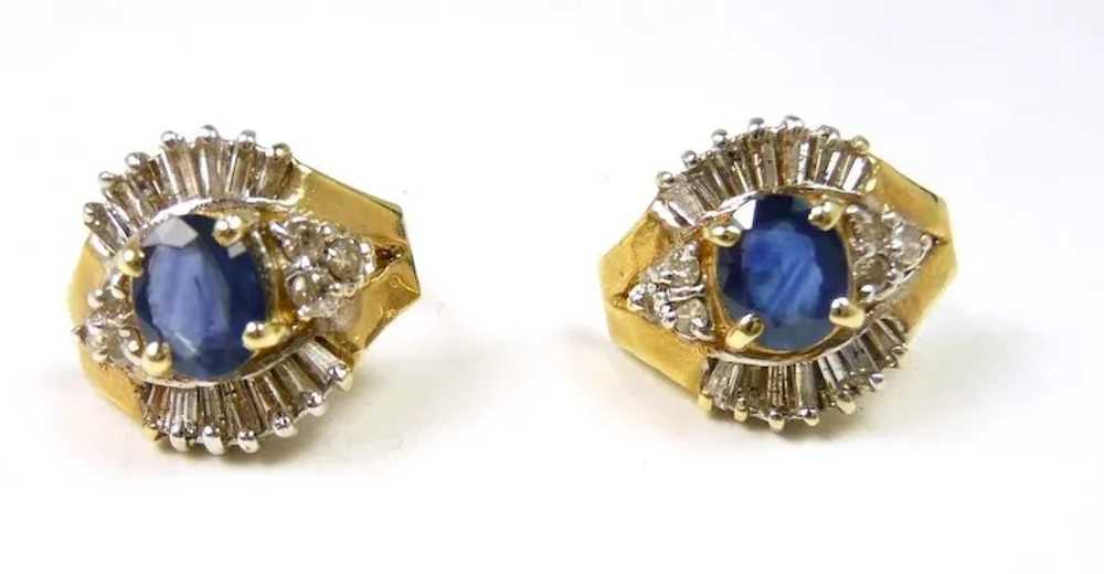 Scrumptious Sparkly Sapphire Diamond Earrings c. … - image 5