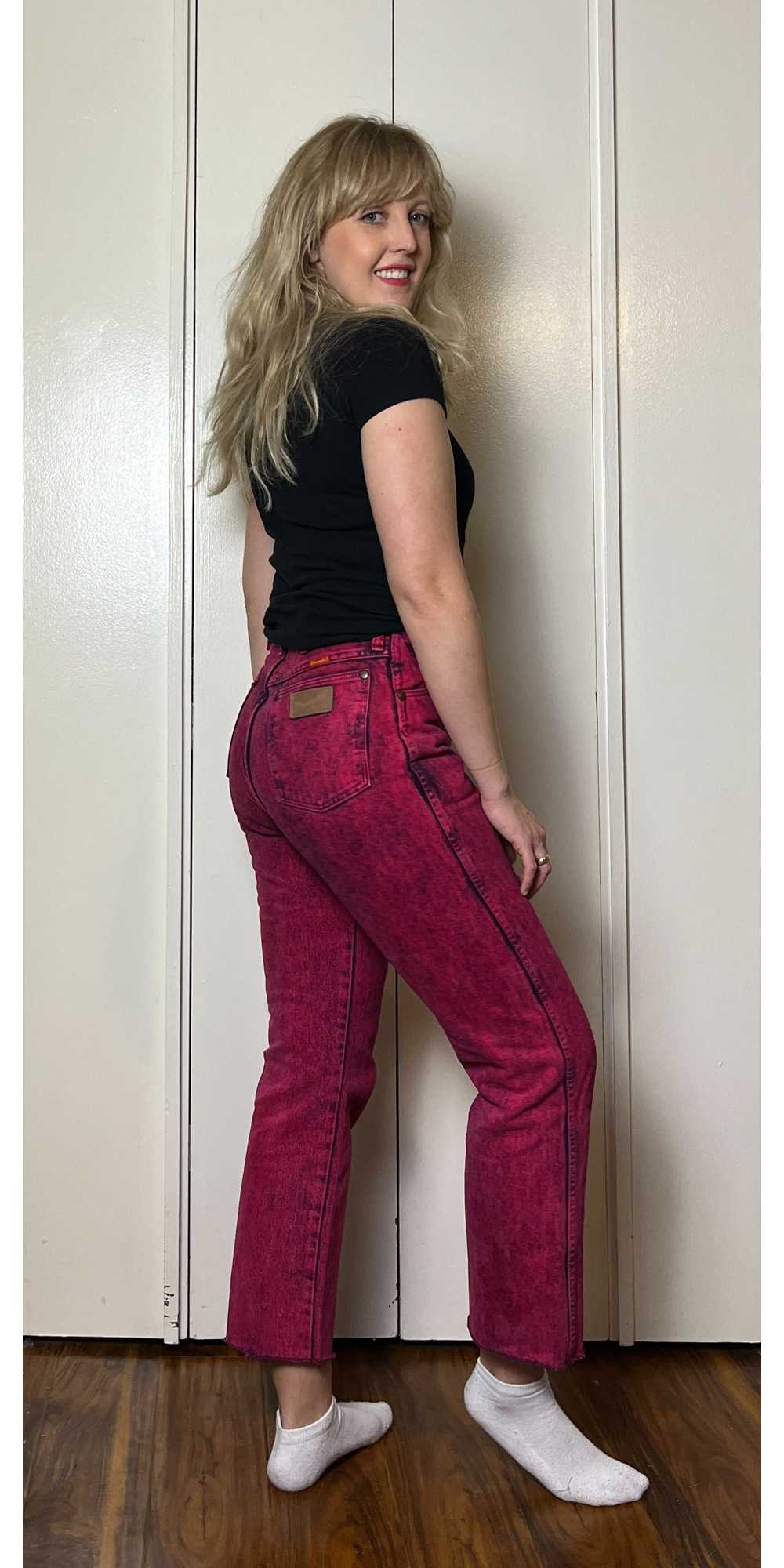 Vintage 1980's " Wrangler" Pink Acid Wash Jeans - image 3