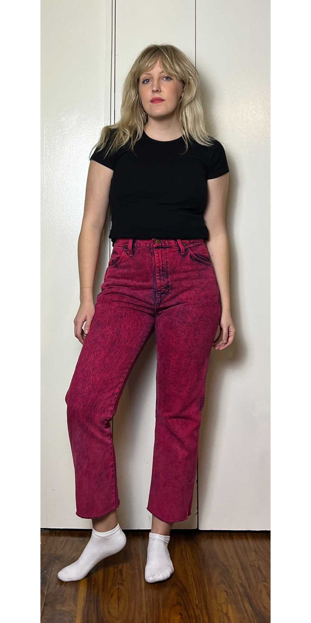 Vintage 1980's " Wrangler" Pink Acid Wash Jeans - image 4