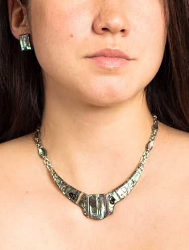 Vintage 950 Silver & Abalone 3 Piece Jewelry Set … - image 1