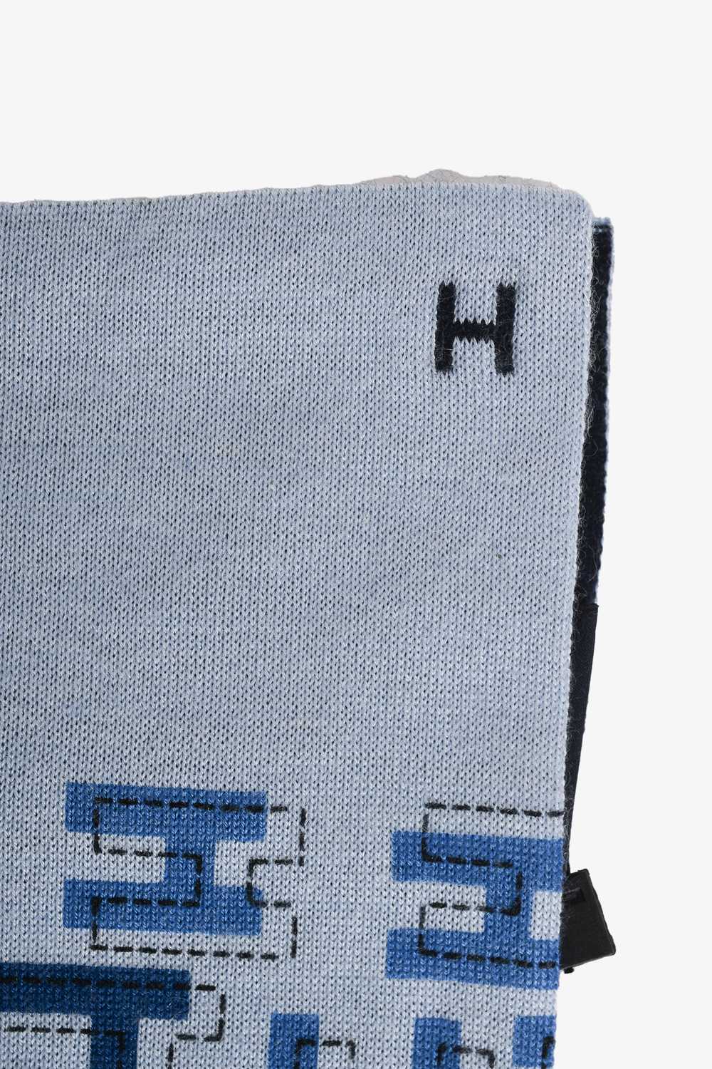 Hermès Blue Cashmere/Silk 'H' Rectangle Scarf - image 3