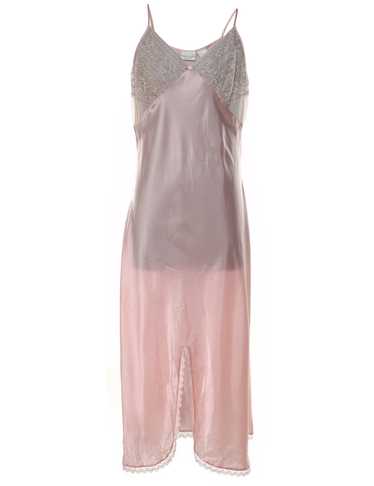 Pale Pink Lace Embroidered & Beaded Nightdress - M - image 1