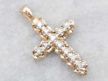 Yellow Gold Diamond Cross Pendant - image 1