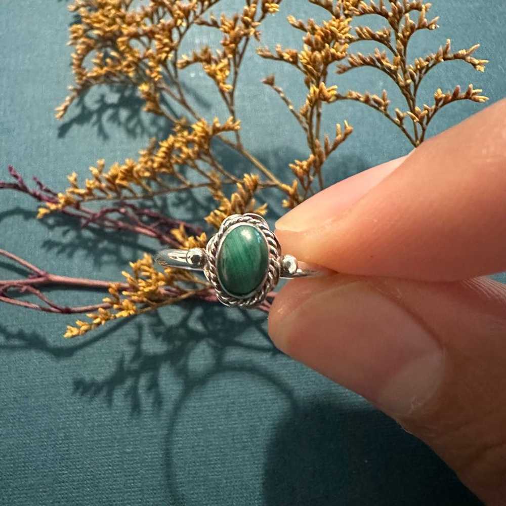 Handmade Malachite Silver Ring | Used, Secondhand… - image 1