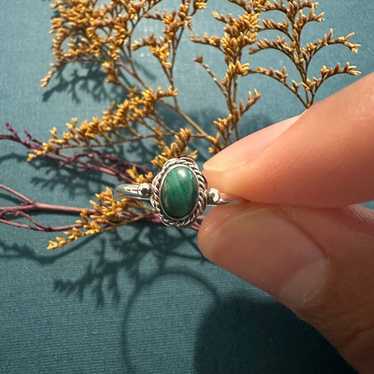 Handmade Malachite Silver Ring | Used, Secondhand… - image 1
