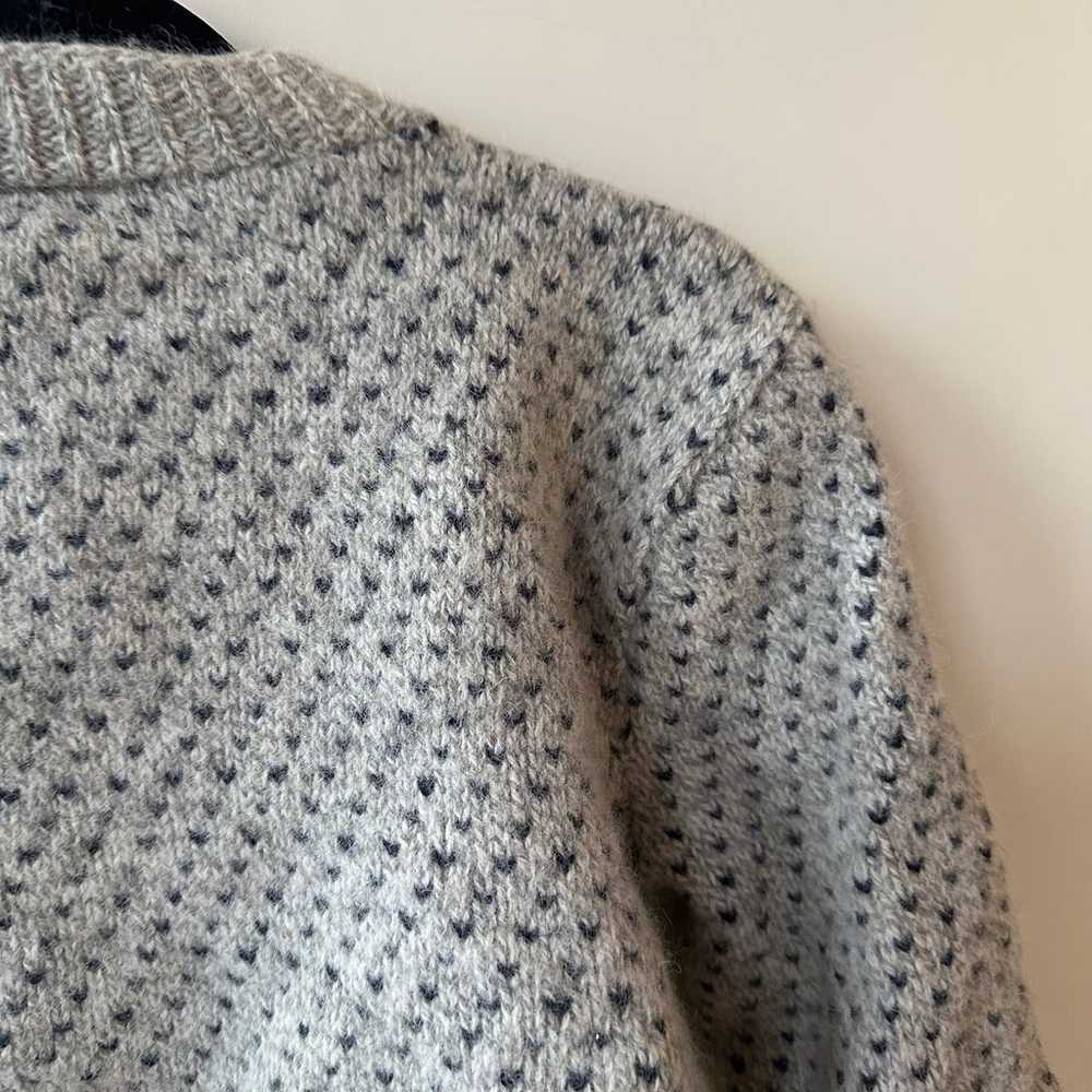 Vintage Grey and Blue Heart Wool Knit Cardigan - image 4