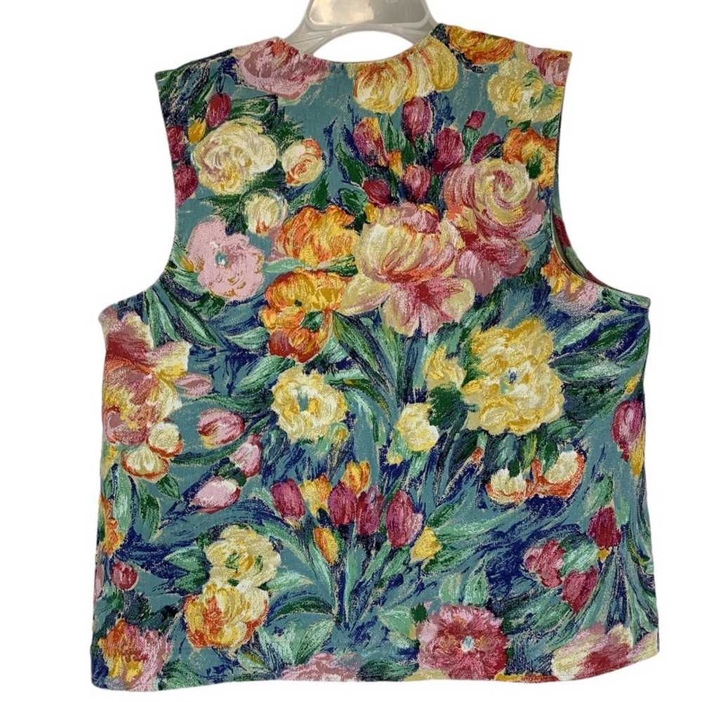 Orvis Floral Cotton Vest Western Vtg 90s USA Pink… - image 2