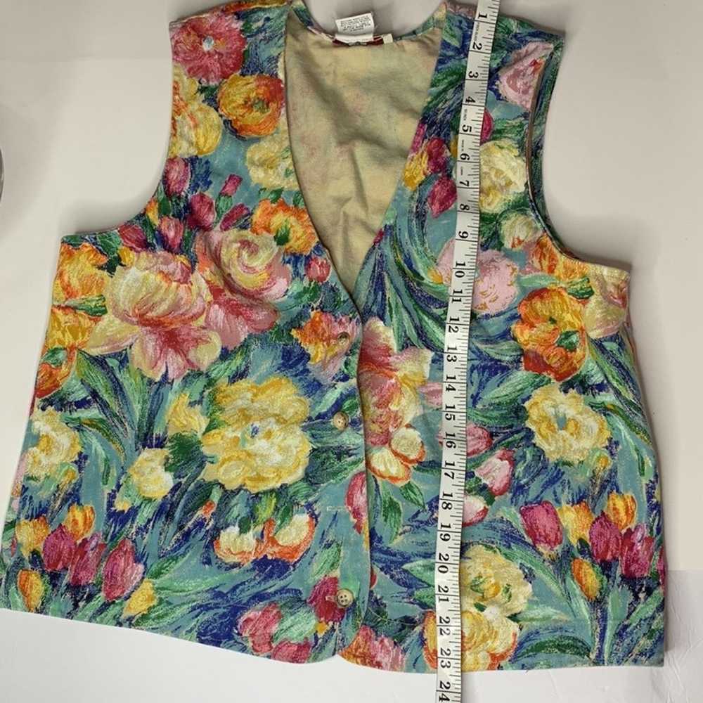 Orvis Floral Cotton Vest Western Vtg 90s USA Pink… - image 8