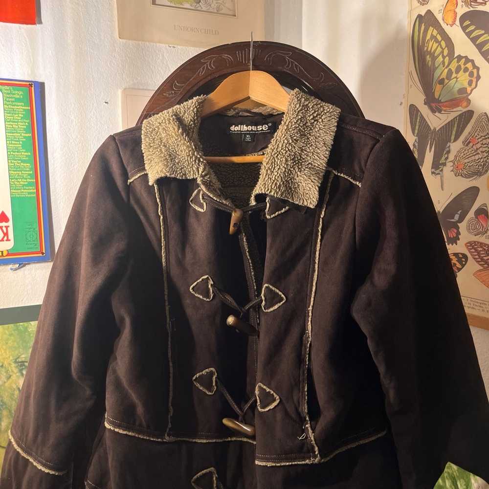 vintage chocolate dollhouse fur lined jacket - image 1