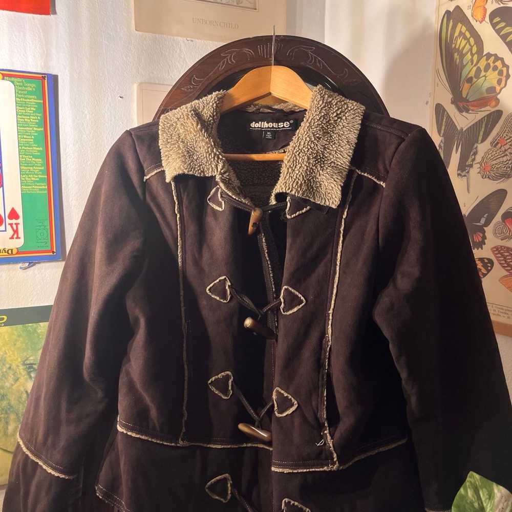 vintage chocolate dollhouse fur lined jacket - image 2