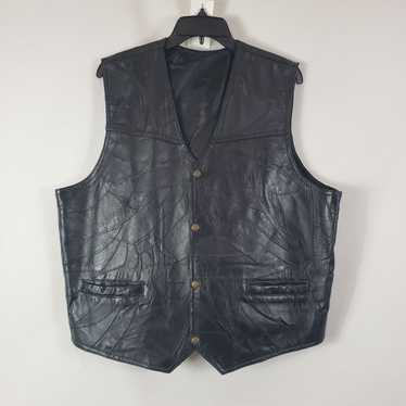 Men's Black Leather Vest SZ XL - image 1
