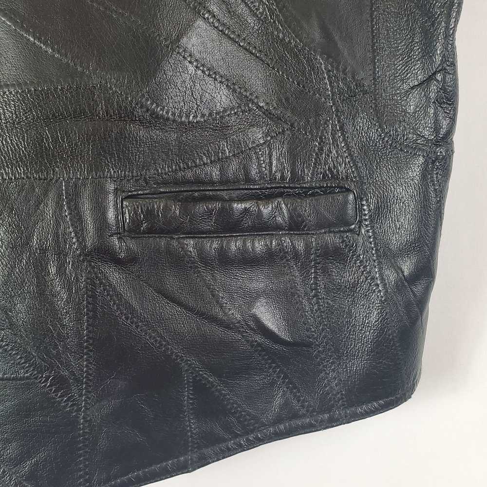 Men's Black Leather Vest SZ XL - image 3