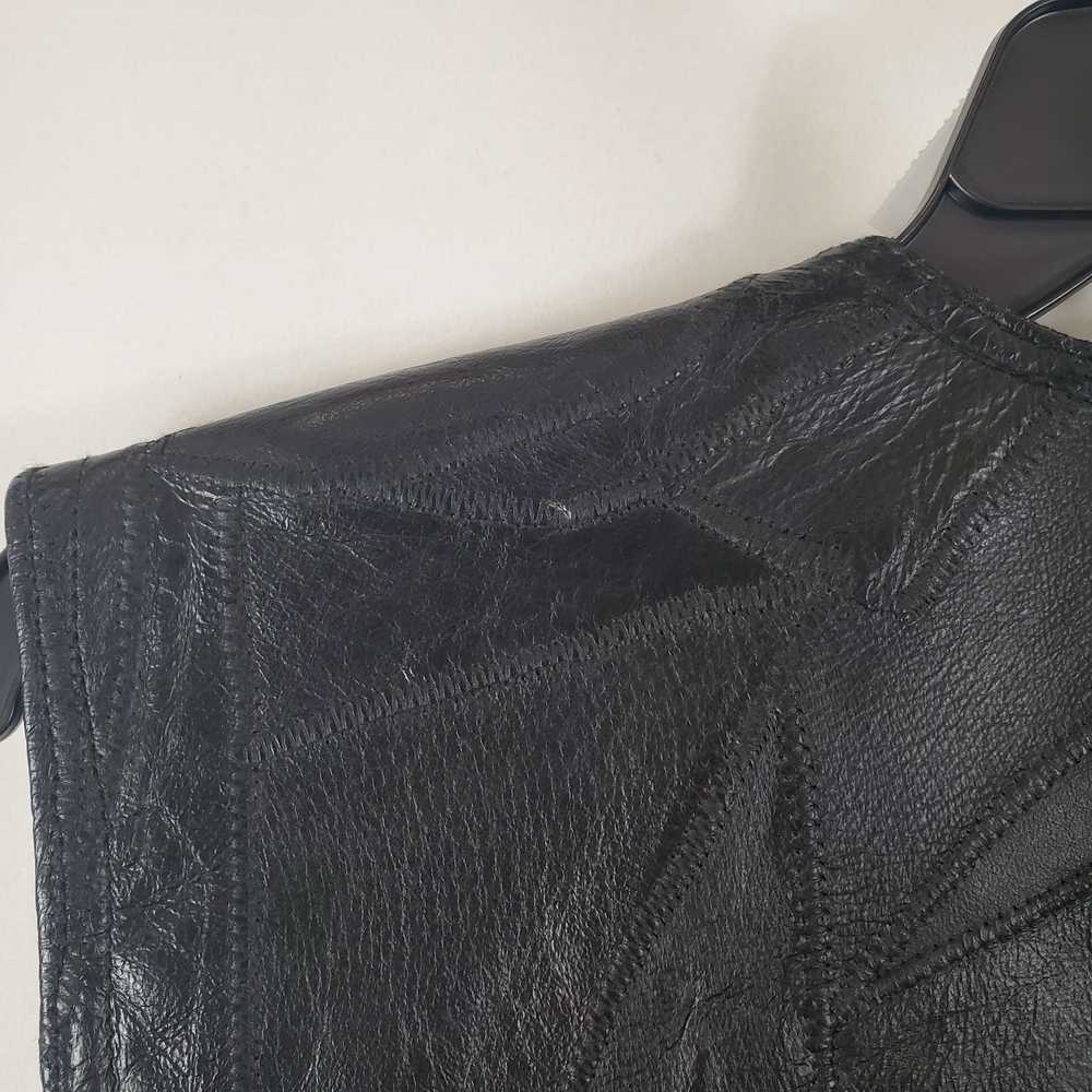 Men's Black Leather Vest SZ XL - image 6