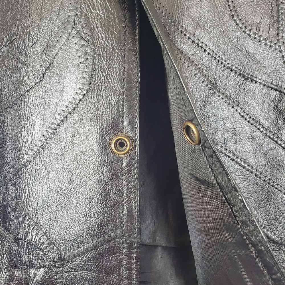Men's Black Leather Vest SZ XL - image 7