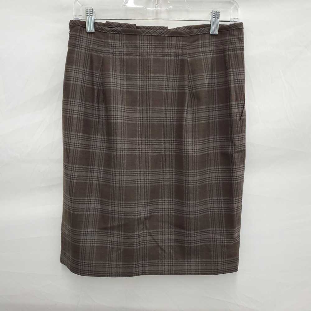 Faconnable WM's 100% Wool Dark Grey Plaid Skirt S… - image 2