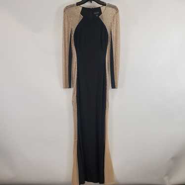 Xscape Women Tan/Black Sequin Dress Sz6