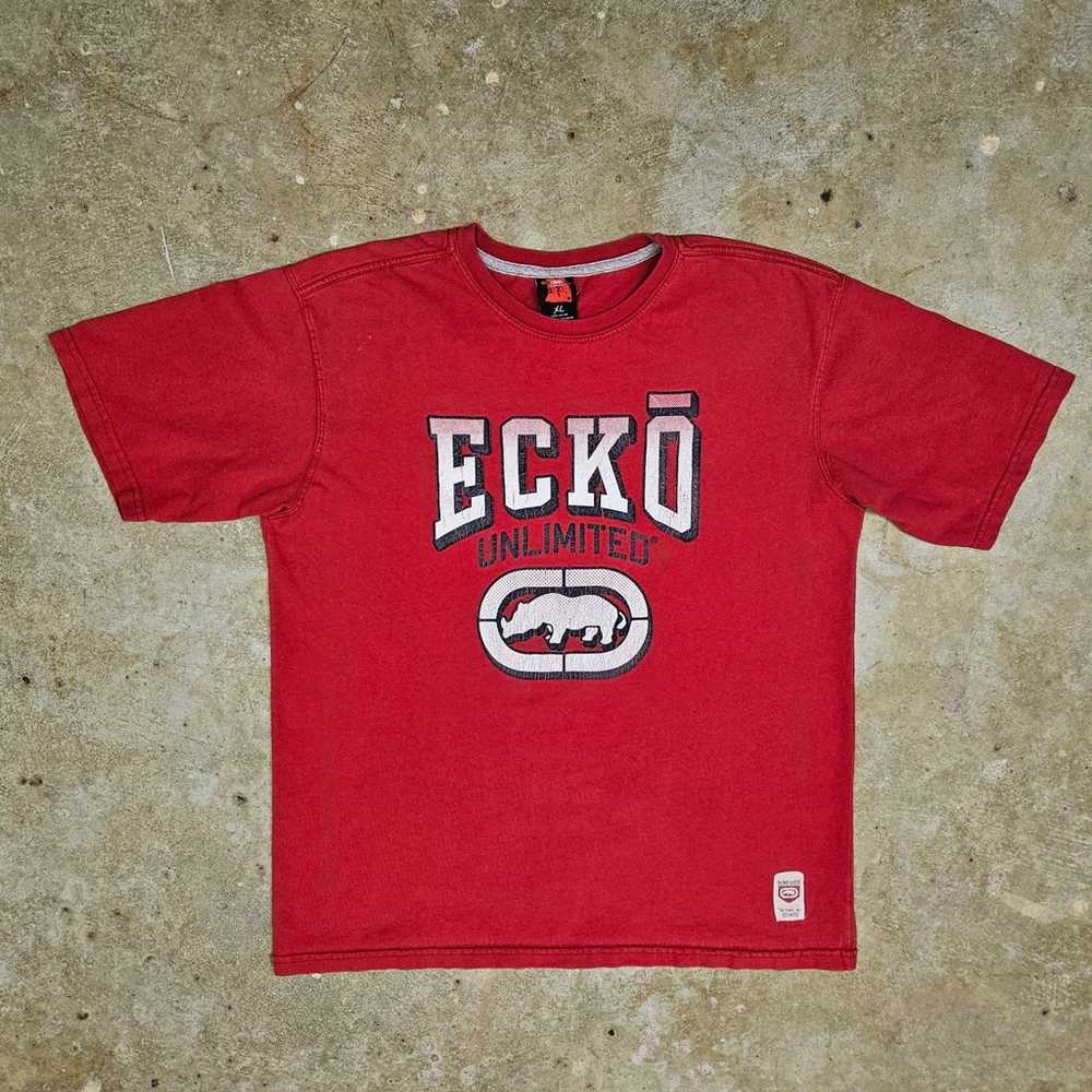 Vintage Large Ecko Unlimited Rhino Logo 1972 Red … - image 1