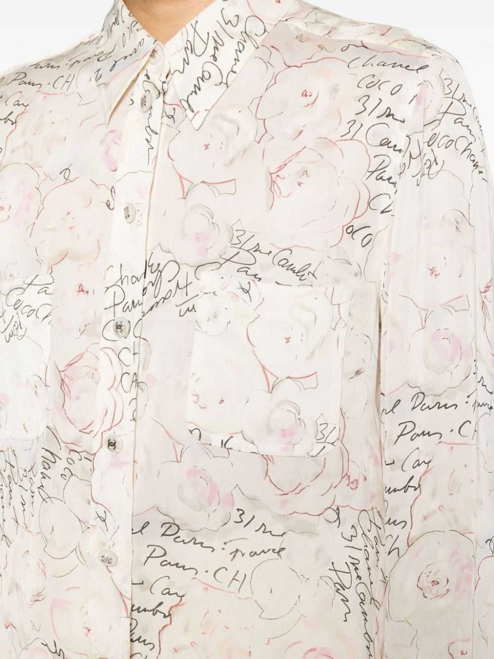 CHANEL Pre-Owned 1998 Coco Camellia-print silk bl… - image 5