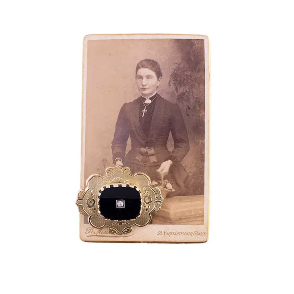 Victorian Onyx Mourning Brooch - image 3