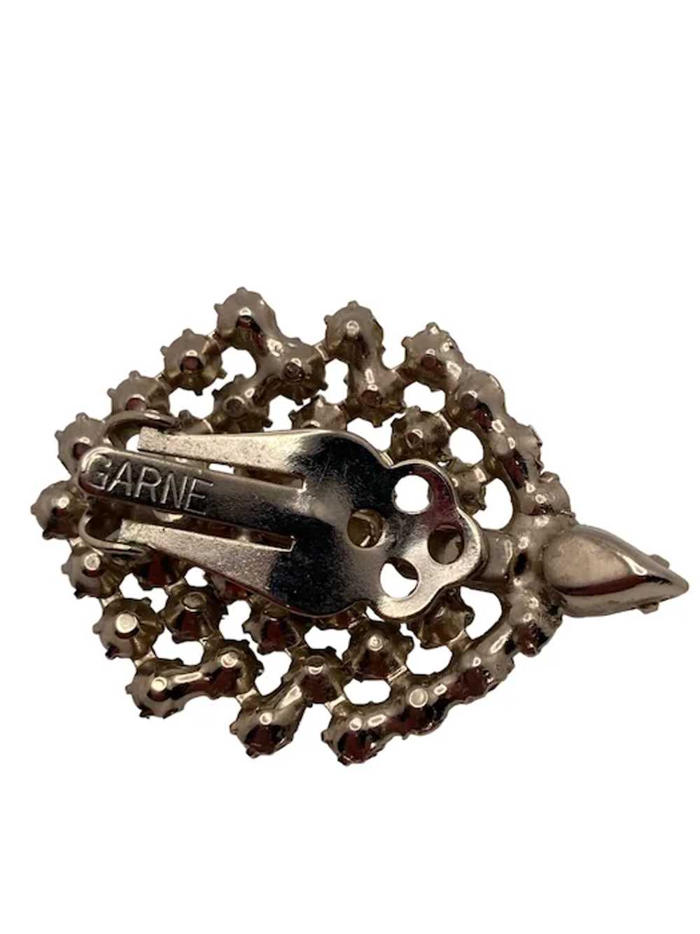Vintage Garne Clear Rhinestone Clip On Earrings - image 8