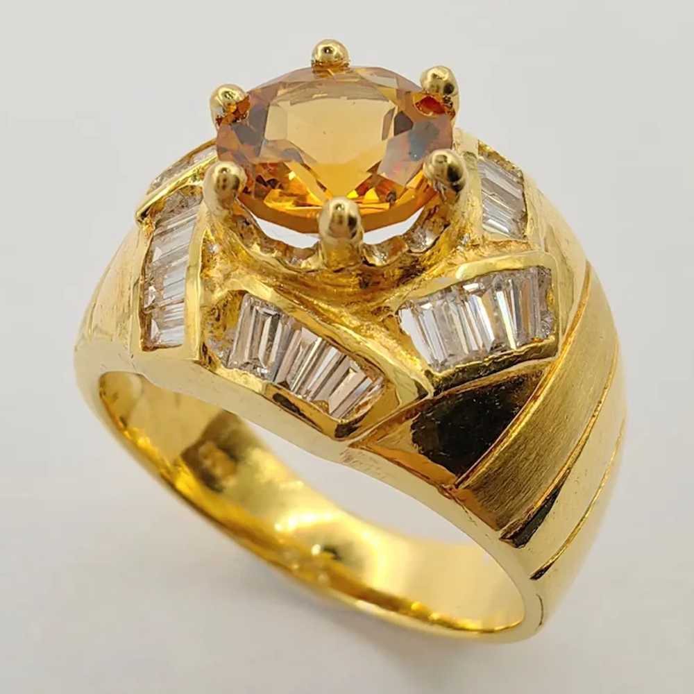 Vintage Art Deco Hexagon 1.22ct Citrine Diamond M… - image 2