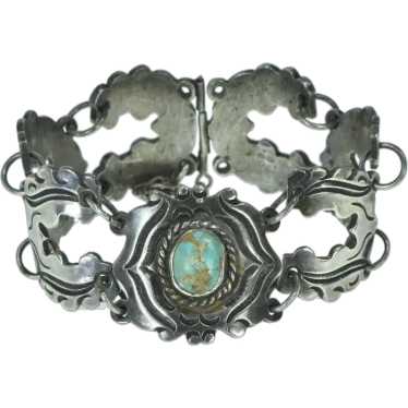 Sterling Silver Ornate Turquoise Southwestern Vin… - image 1
