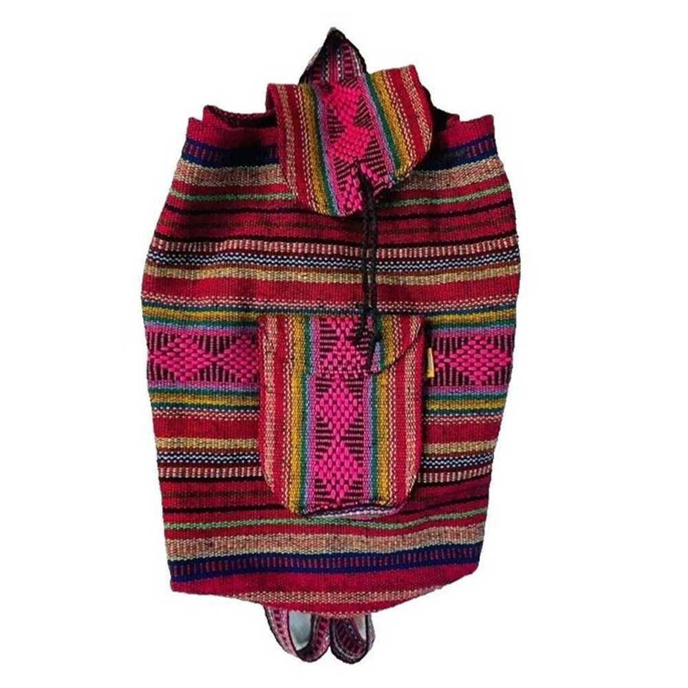 Pinzon Artesanias Pink Backpack Woven Textile Str… - image 1