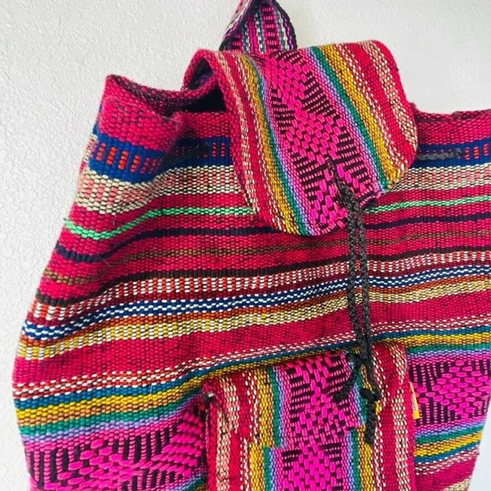 Pinzon Artesanias Pink Backpack Woven Textile Str… - image 2