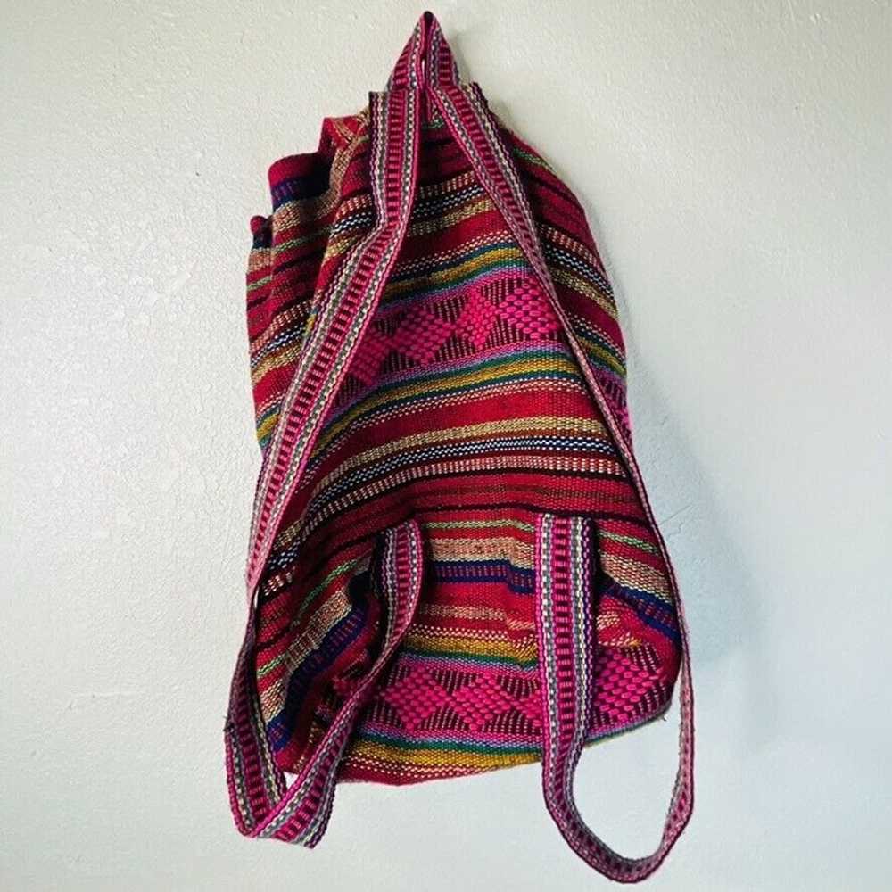 Pinzon Artesanias Pink Backpack Woven Textile Str… - image 4