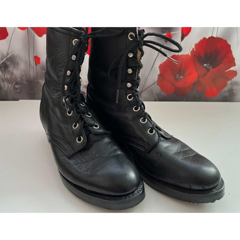 Vintage Laredo black leather lace up boots in EUC… - image 2