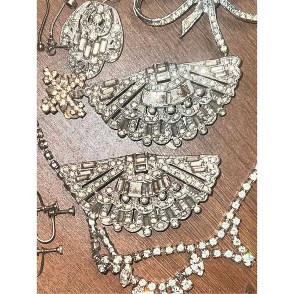 Vintage LOT of Dress Clip Rhinestones Jewelry Fas… - image 2