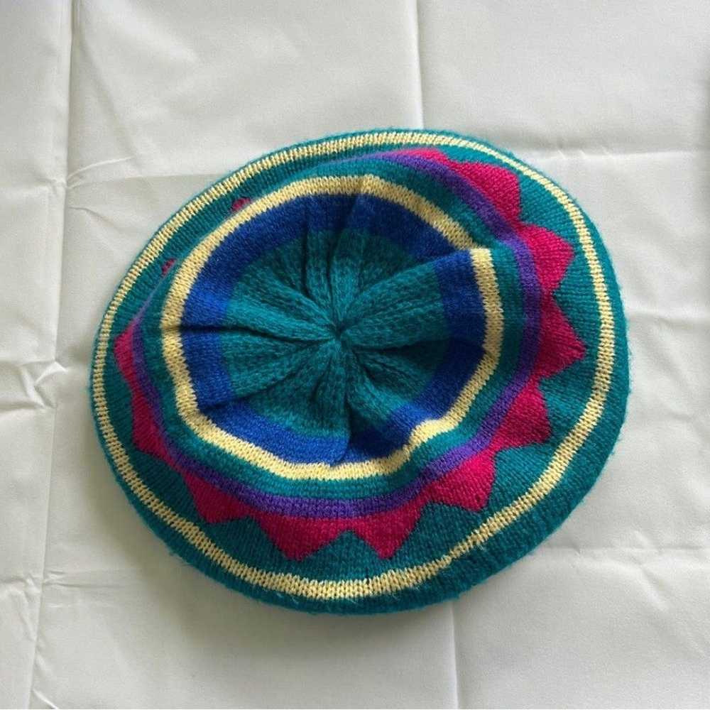 Vintage English Village Knit Hat Beanie Geometric… - image 2