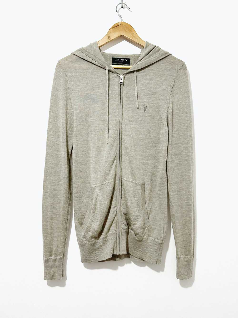 Allsaints All Saints Merino Wool Full Zip Knit Ho… - image 1