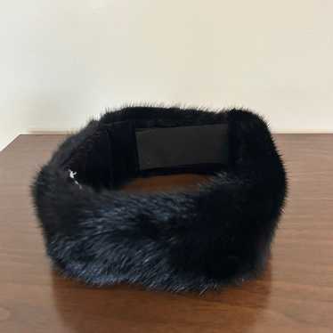 Bloomingdales Vintage Black Fur Adjustable Headban
