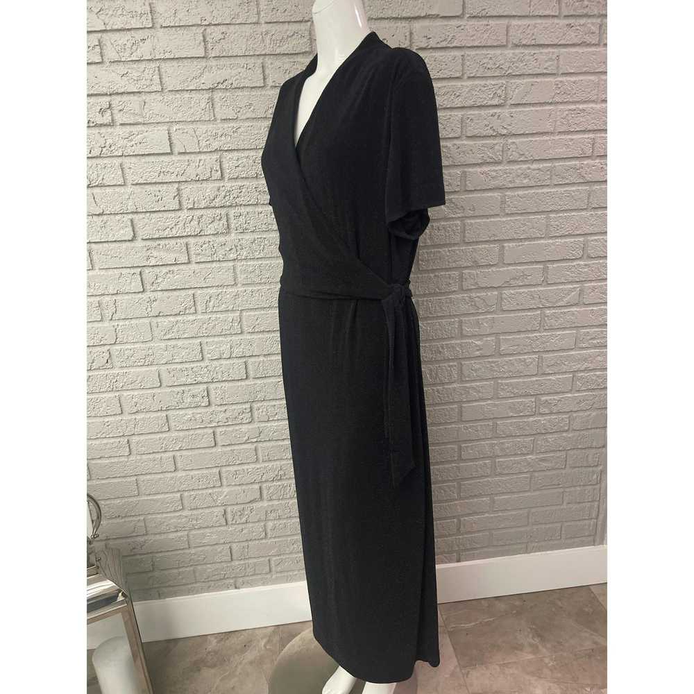 Other Virgo Black Sparkle Faux Wrap Dress Size 18 - image 4