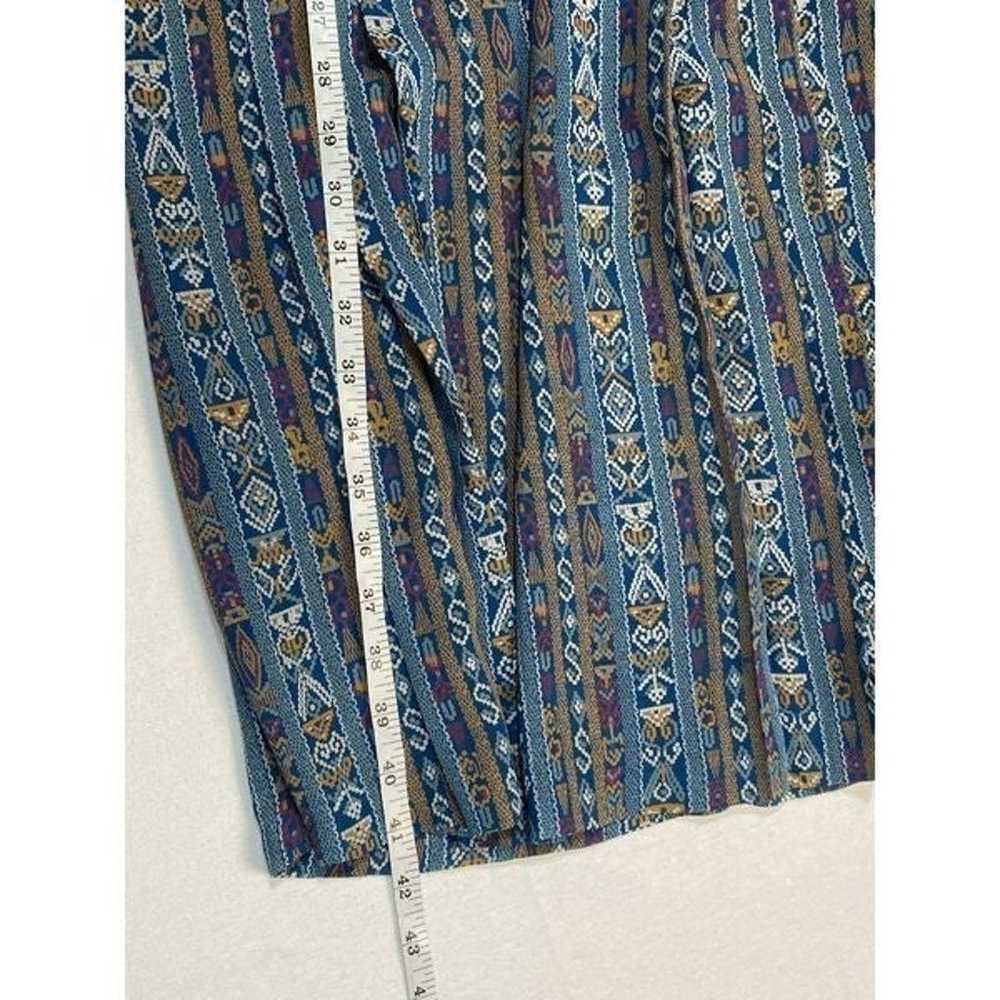 Vintage 1970s Rodier Paris Blue Print Long Sleeve… - image 7
