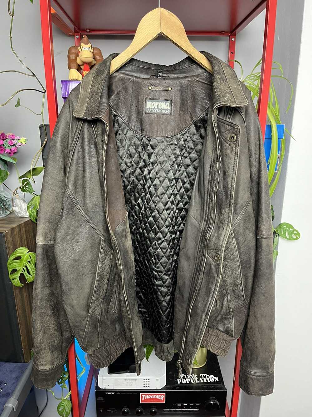 Leather × Leather Jacket × Vintage Vintage 90s Le… - image 3