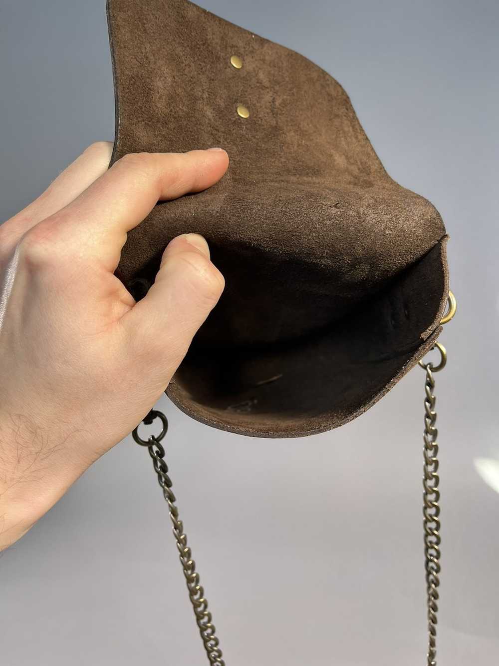 Leather × Vintage Vintage Leather Bag with Chain - image 10