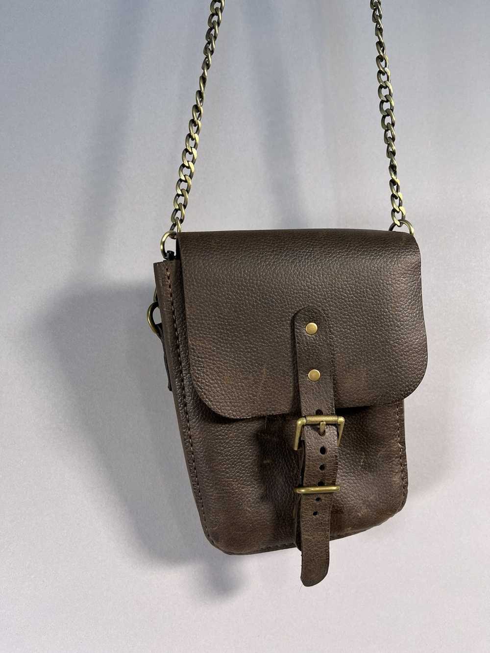 Leather × Vintage Vintage Leather Bag with Chain - image 2