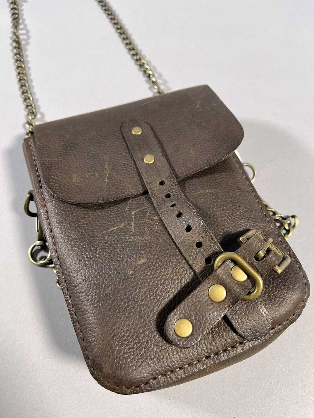 Leather × Vintage Vintage Leather Bag with Chain - image 4