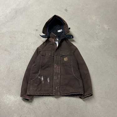 Carhartt × Vintage Brown hooded Carhartt jacket s… - image 1